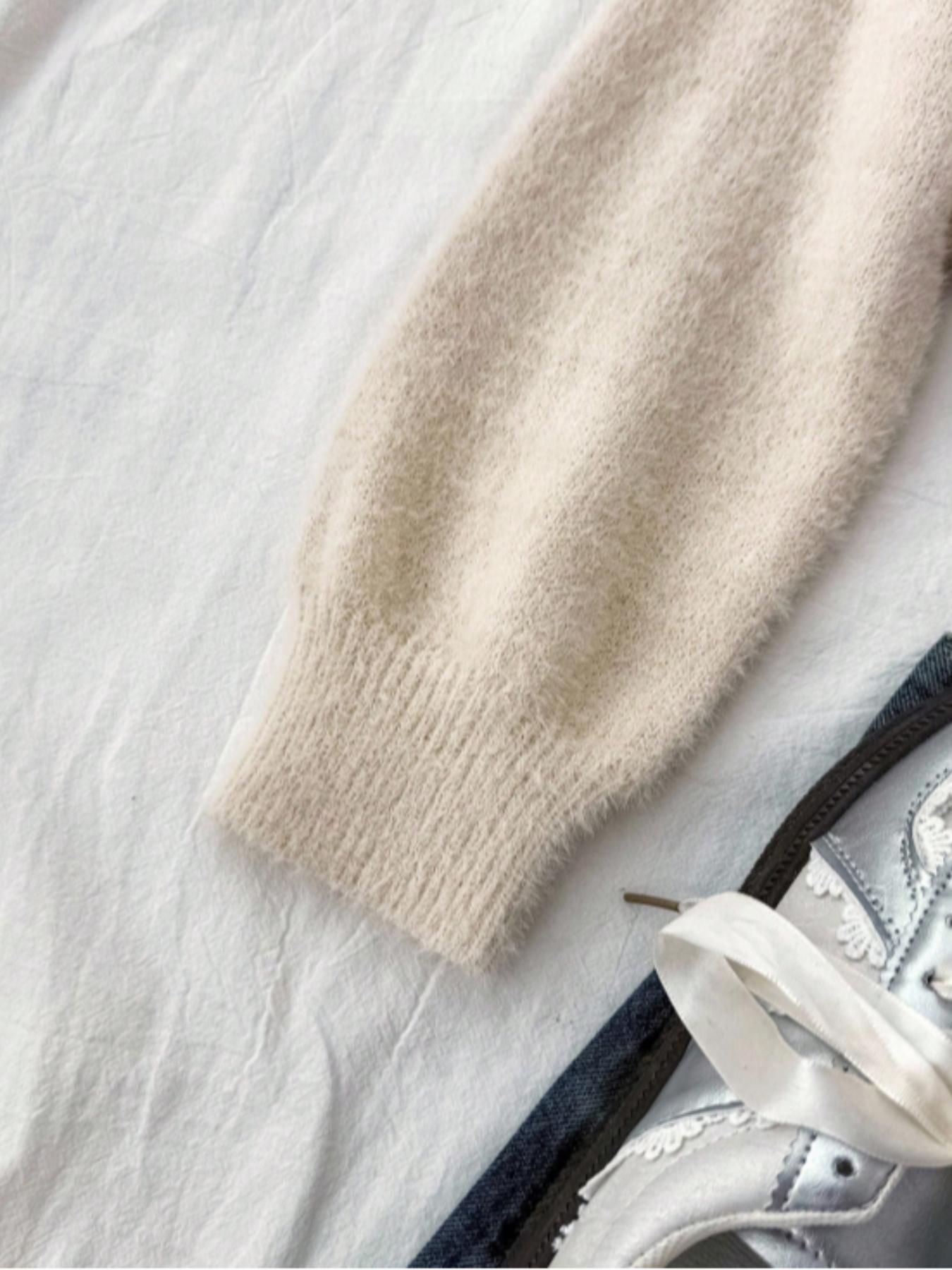 Women's Star Pattern Knit Pullover Long Sleeve, Soft Puffy Round Neck Sweater, Casual Fitted Fall/winter Clothing, Comfortable and Stylish