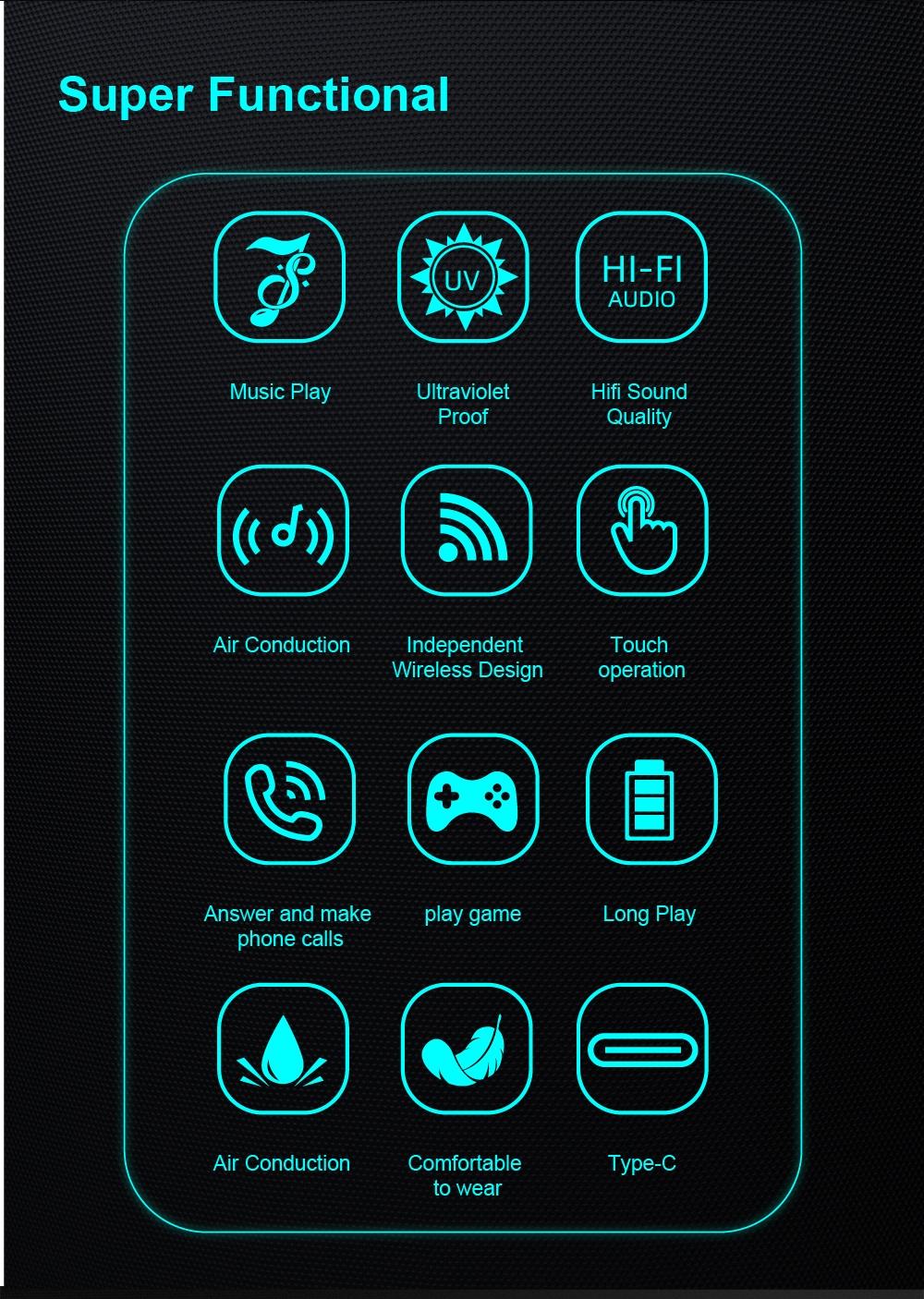 Touch Control Bluetooth-compatible Sunglasses, Multifunctional Wearable Glasses for Men & Women, Stylish Gift for Tech Enthusiasts, Smart Audio Glasses