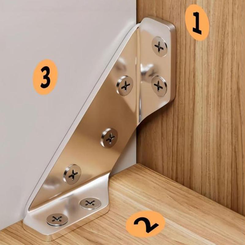 Multifunctional Corner Brackets, Furniture Angle Sturdy Connector, 90 Degree Right Angle Support, Includes Flat Head Screws, Universal for Cabinets, Drawers, Tables, Chairs