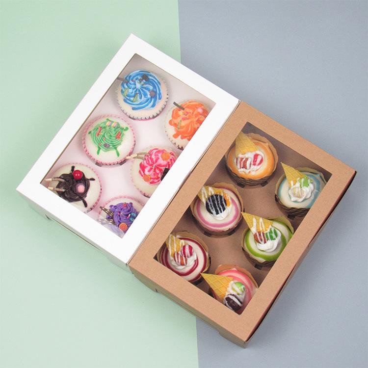 20/15/10/5/1pcs 4/6 Pack Clear Window Muffin Boxes, Kraft Paper Cupcake Containers for Bakery Desserts.needoh.paper plates