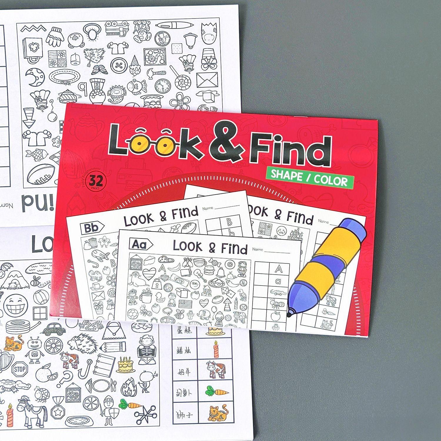Look and Find Book for Kids, Fun Coloring and Drawing Activity Book, Quiet Time Picture Book, Unisex Art Workbook