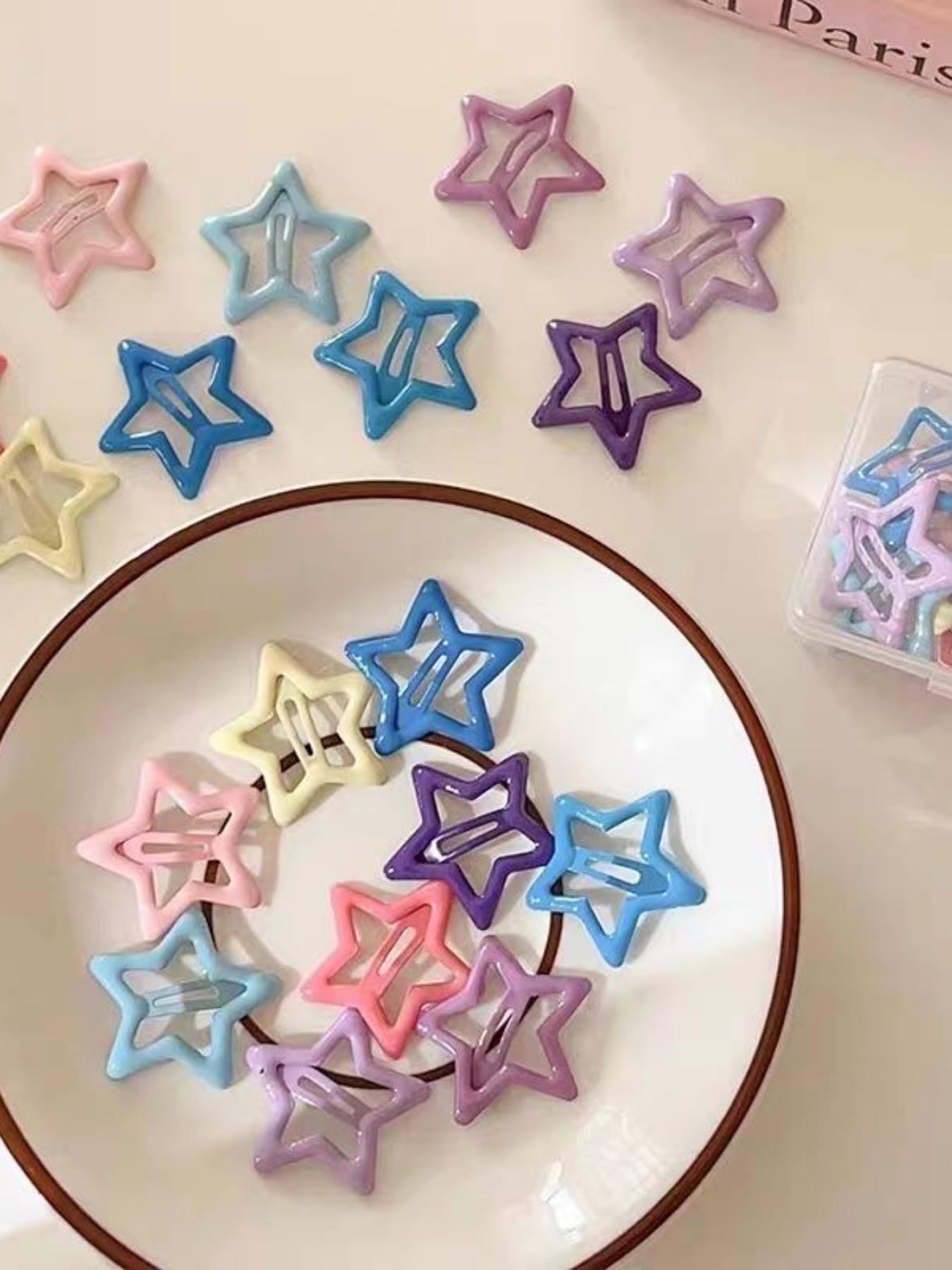 10pcs Set Single Color Random Mix Cute Metal Star Hair Clips, Multicolor Headbands for Students and Women, Casual All-Season Hairstyle Accessories