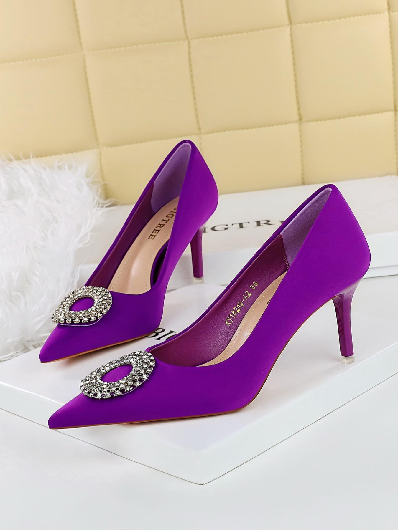 Women's Fashionable Rhinestone Decorated High Heel Shoes, Elegant Pointed Toe Slingback Shoes for Party, Daily Clothing Decor for Women & Girls, Classy, Elegant Heeled Shoes