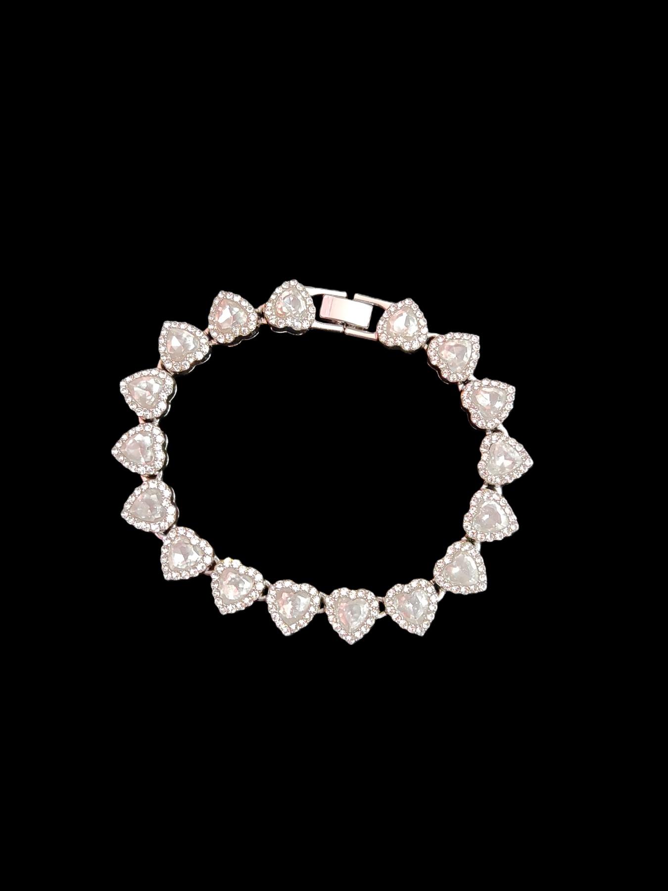 2Pieces/Set 10mm Love Heart Shape Chain Necklace and Bracelet Men or Women Hip Hop Iced Out Bling Bling Chain Necklace and Bracelet Fashionable Jewelry Set Fashion Set Jewelry Valentines Gift