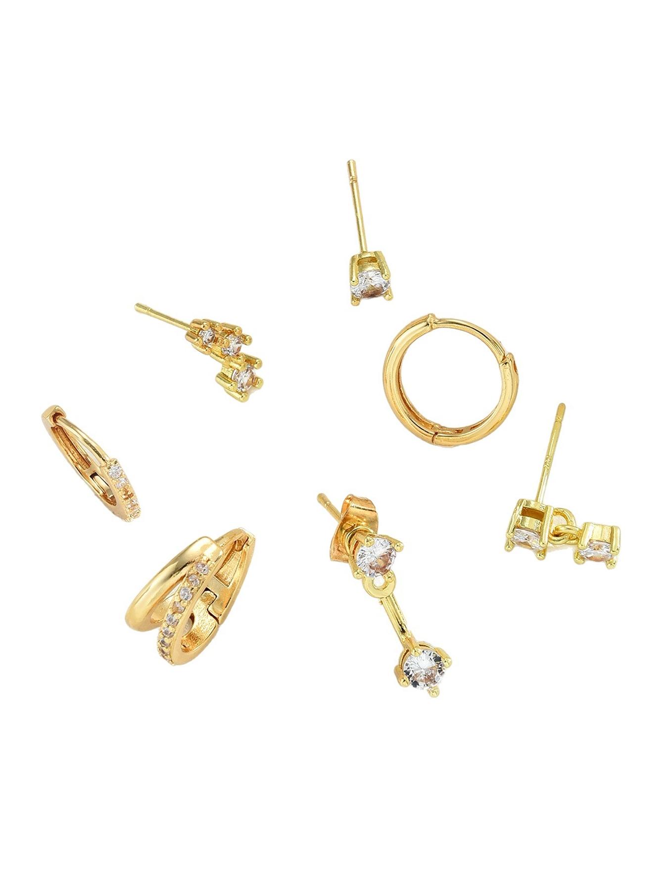 7 Pieces - 18K Real Gold Plated Brass, Stylish and Elegant Earrings, Premium Versatile Jewelry Set for Women #Jewelry & Accessories/Brass/Fade-Resistant/Hypoallergenic/Couples/Festivals/Parties/Ideal Gift