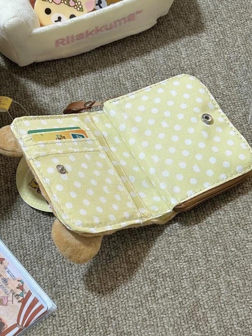 Japanese Cartoon Cute Teddy Bear Classic Zero Wallet Short Card Bag Portable Wallet Anime Plush Storage Bag New Year'S Gift