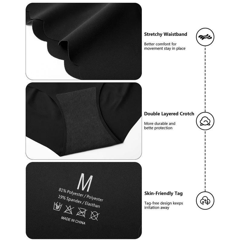 LEVAO Women Mid Waist Seamless Underwear polyester soft breathable elastic Full Coverage Bikini Pantie Underwear 6 Pack S-XXL