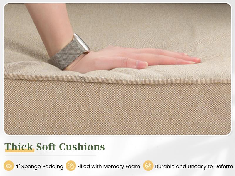 UDPATIO 3 Piece All-Weather Patio Furniture Set with Wicker Design, Rattan Rocking Chair, Glass Top Side Table Thickened Cushions Outdoor Deck Relax