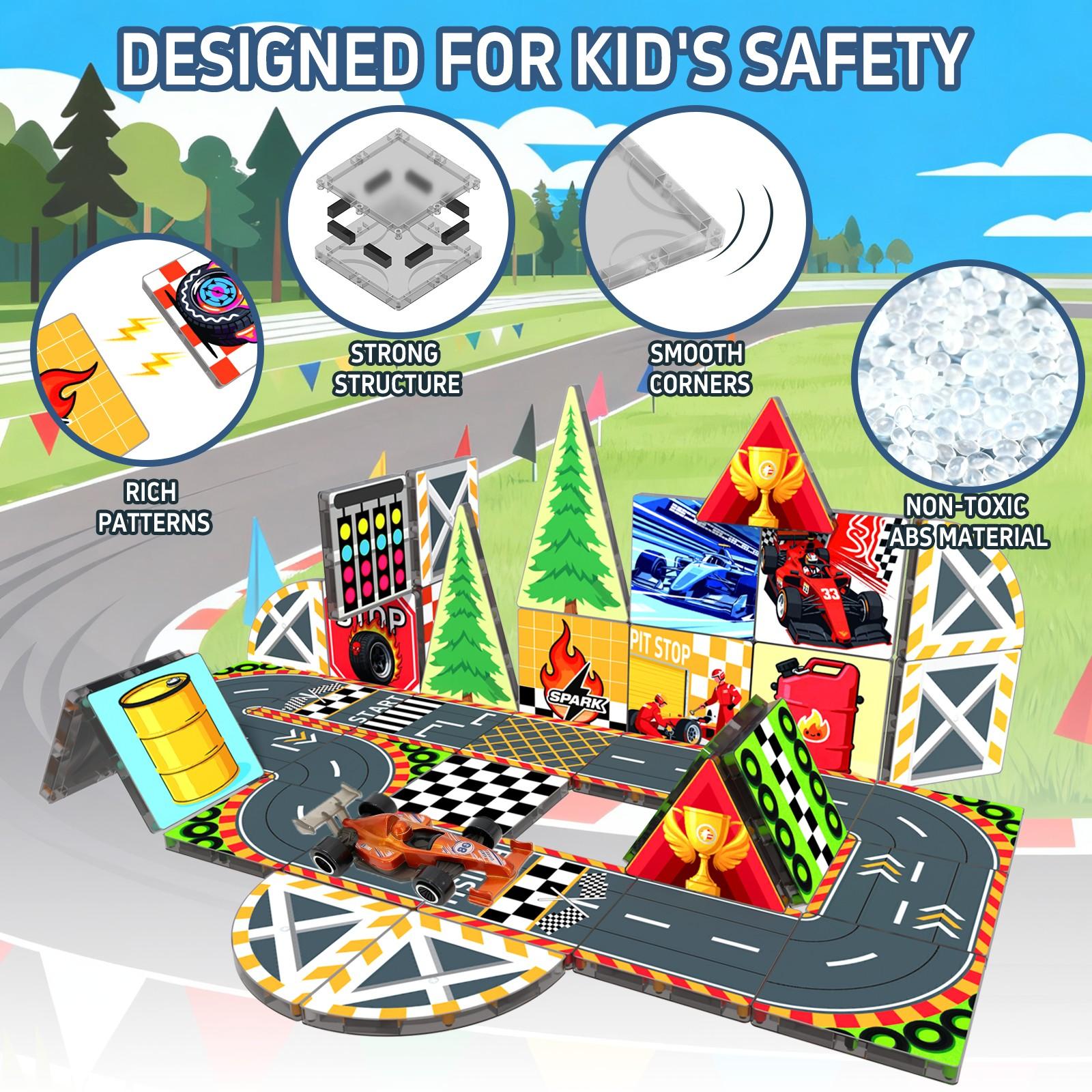 Magnetic Tiles Building Blocks Set, Stem Educational Toy for Kids Ages 3-8 & 4-12, Creative Puzzle Board Gift for Boys Girls