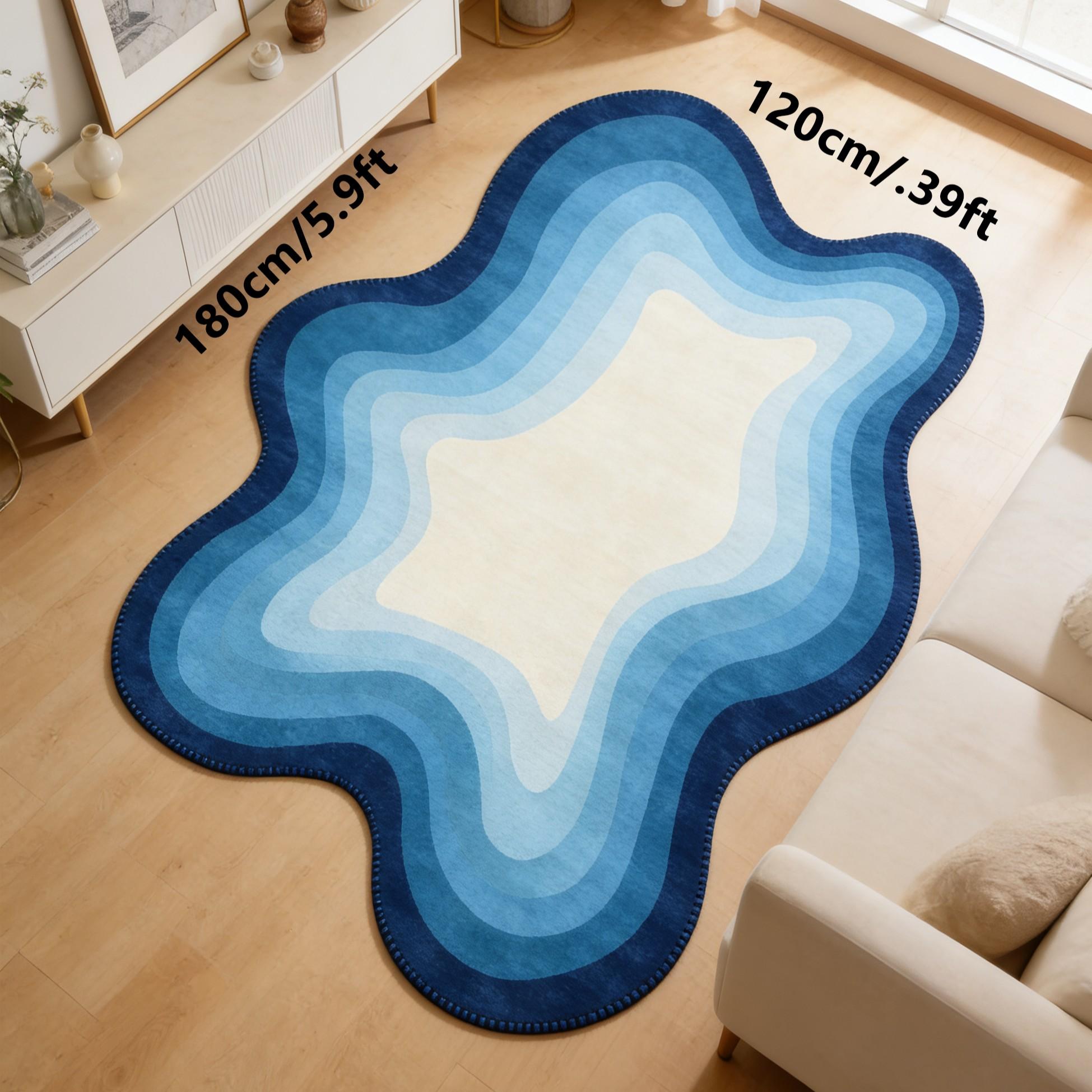 Gradual Cloud Rug, Irregular Abstract Line Mat, Soft Comfortable Non-, Ideal for Living Room Bedroom Bathroom Kitchen Corridor Home Decor