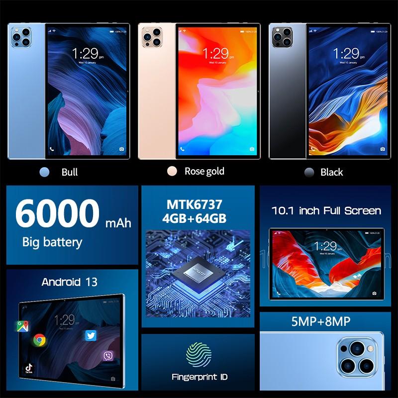 I17 Pro 10.1 Inch Android Tablet PC, 4GB RAM 64GB Storage, Supports 5g Wireless Network, Ideal for Students, Android 13 System, Student Tablets