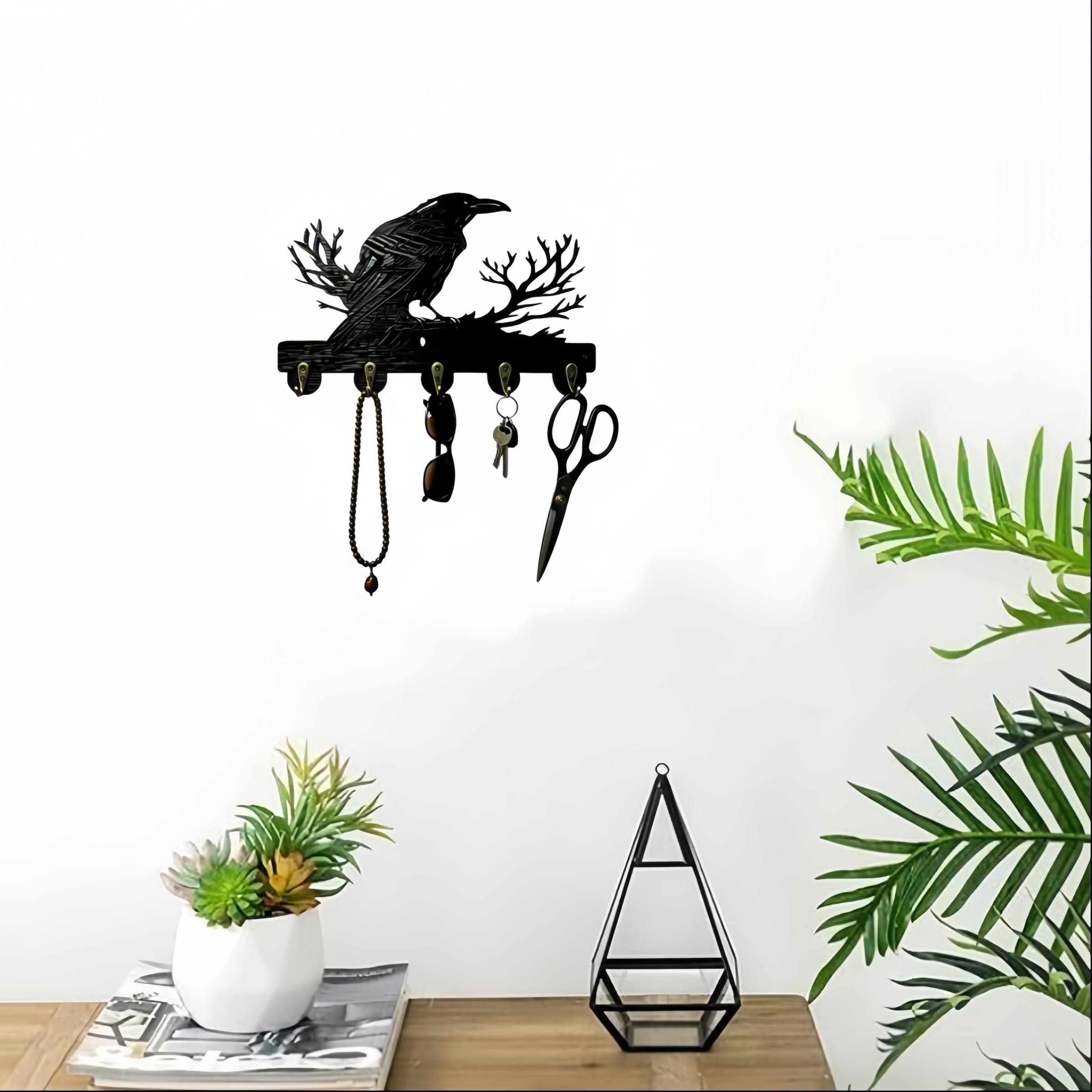 Creative Raven Theme Wall Hook, Perfect for Vintage and Industrial Styles, Hang Hats, Keys, Scarves, Bags, Masks, Organize Home Spaces