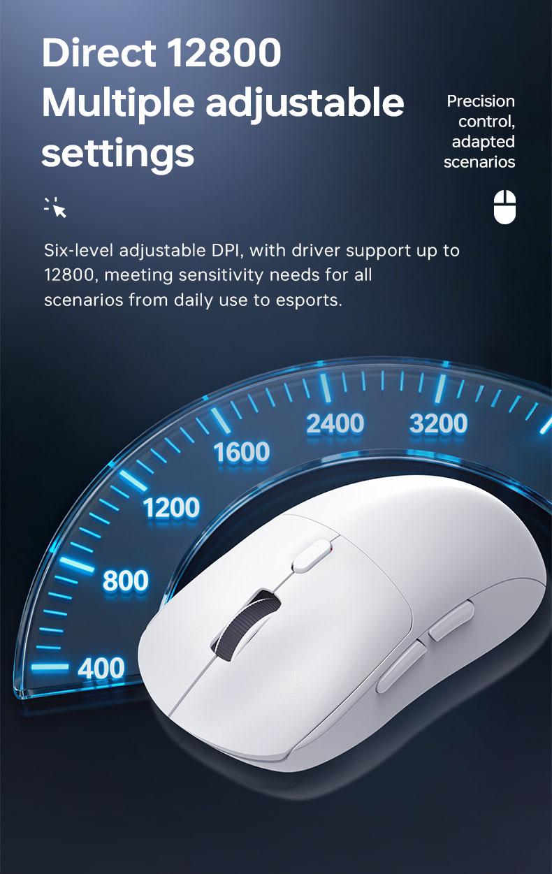 AJAZZ NJ07 Wireless Game Mouse Soft Tone Buttons 1k Hz Rate of Return 2.4G+Wired+BT Six Gear DPI Adjustment 12800 Lightweight 67g Multi-system Support for E-sports and Office, Pc Accessories Gaming
