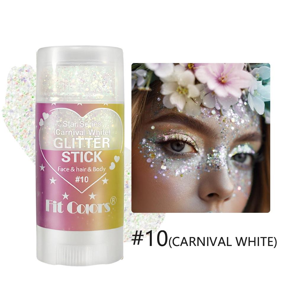 1PC Fit Colors Glitter Stick, 12 Colors Available, Holographic Chunky Glitter, for Face Hair & Body, Long-Lasting, for Festival Rave & Game Day Fan Party, Body Glitter Gel, Cosmetic Sparkle Stick