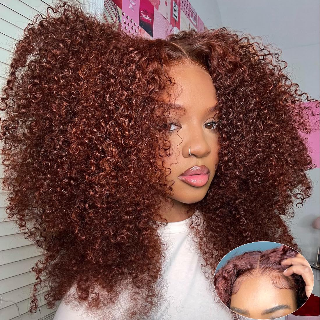 Sunber 250% Density Reddish Brown Afro Kinky Curly Shoulder Length Glueless Human Hair Wigs 7x5 Lace Closure Wig Invisible Knots Beginner Friendly Reay to Wear TikTokShopSpringGlowUp Sunber 250% Density Reddish Brown Afro Kinky Curly Shoulder Length Glueless Human Hair Wigs 7x5 Lace Closure Wig Invisible Knots Beginner Friendly Reay to Wear TikTokShopSpringGlowUp