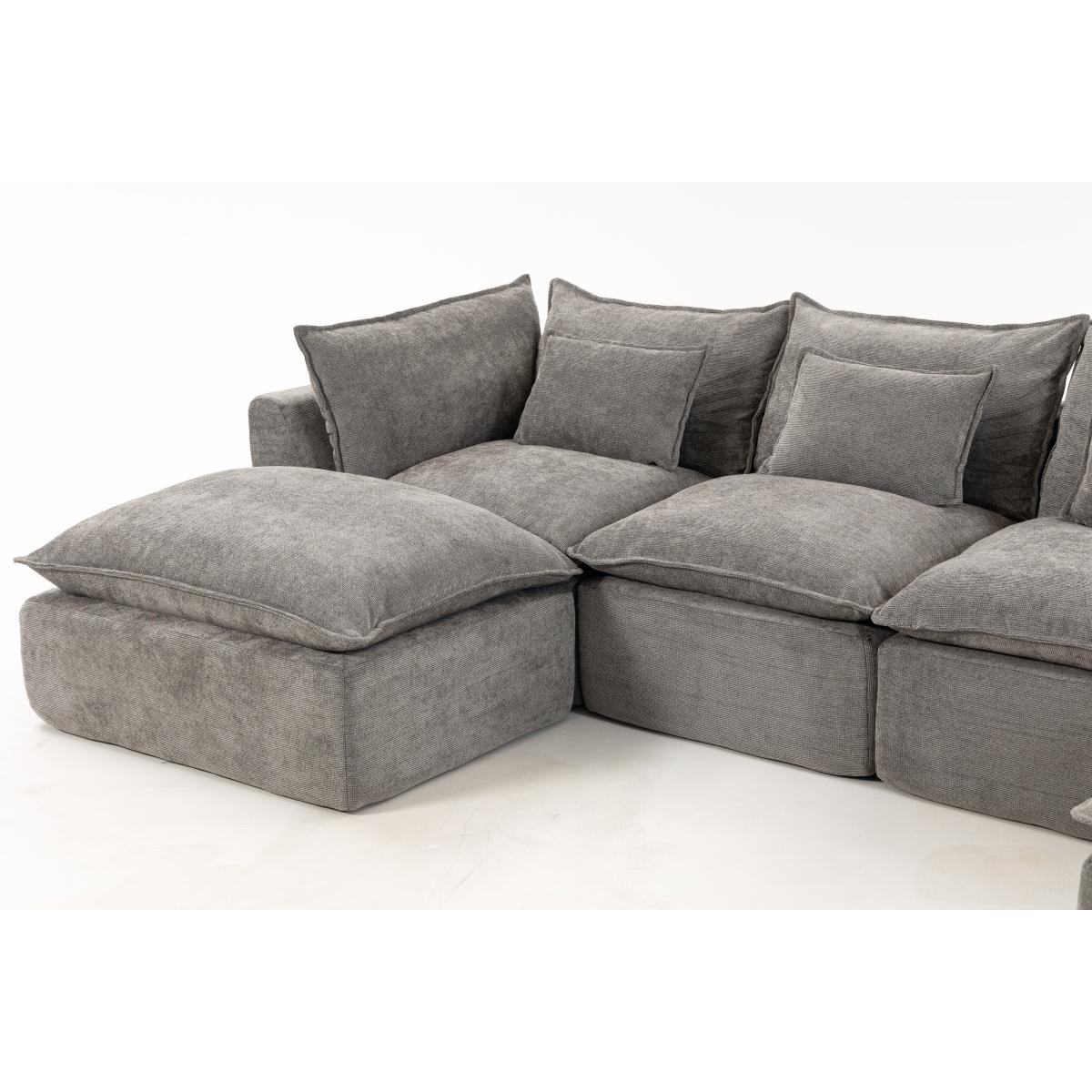 Aobtkel 129.8" Wide Cloud Oversized Modular Sectional Couch - 4-Seat with 2 Ottomans, Deep Wide Seat, True Relax Comfy Living Room Indoor Furniture Set,dorm essentials,home decor