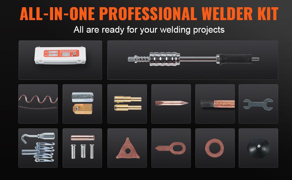 VEVOR Stud Welder Dent Repair Kit, 110V Auto Body Spot Welding Dent Puller Machine with 7 Welding Modes Adjustable Power, 1.8KW Spot Welder Dent Removal Tool for Car, Truck Dent Repair