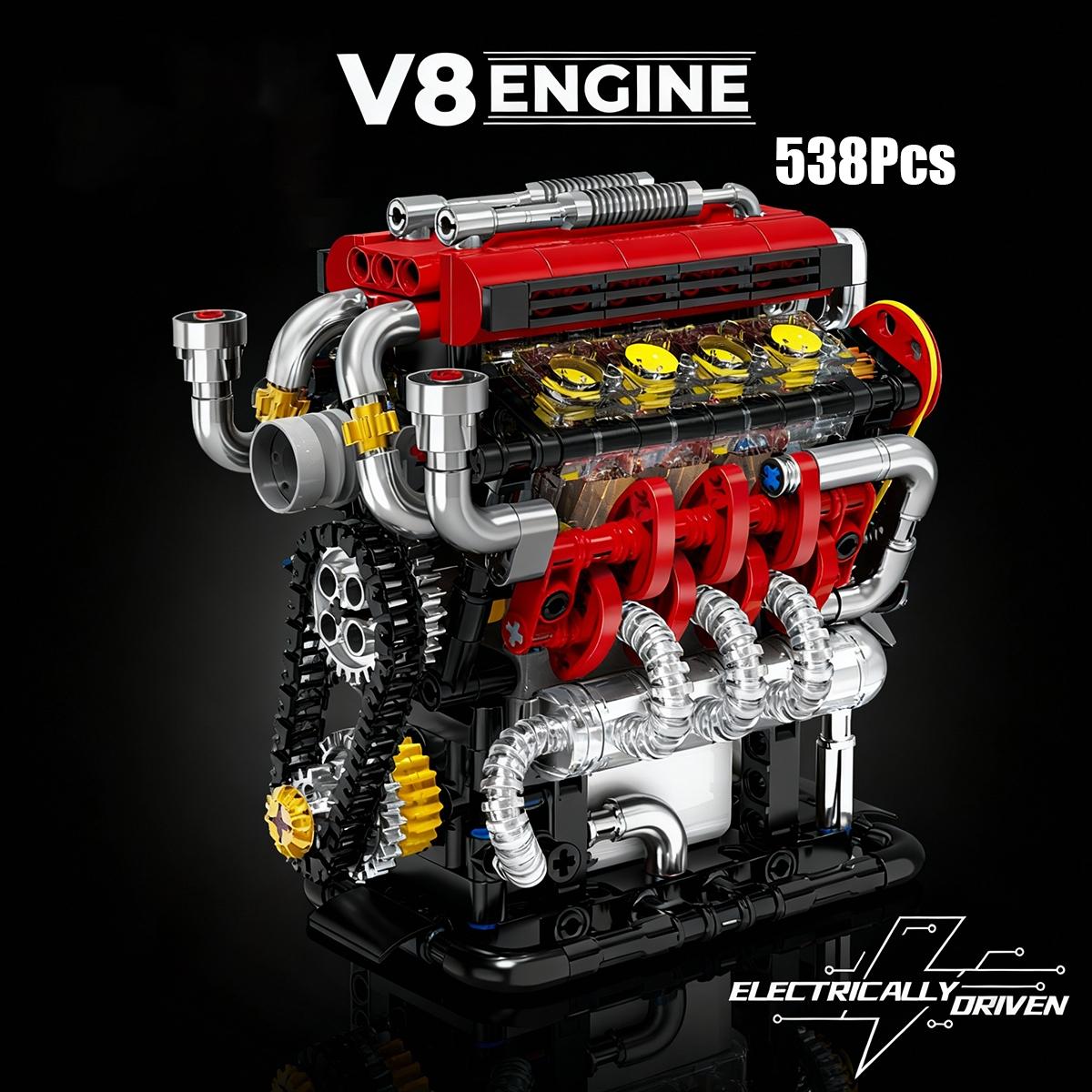538pcs V8 Engine Sets Motorized Simulation Model Technical Building Blocks Car Parts Bricks DIY Toys Festival Gifts Boys Adult