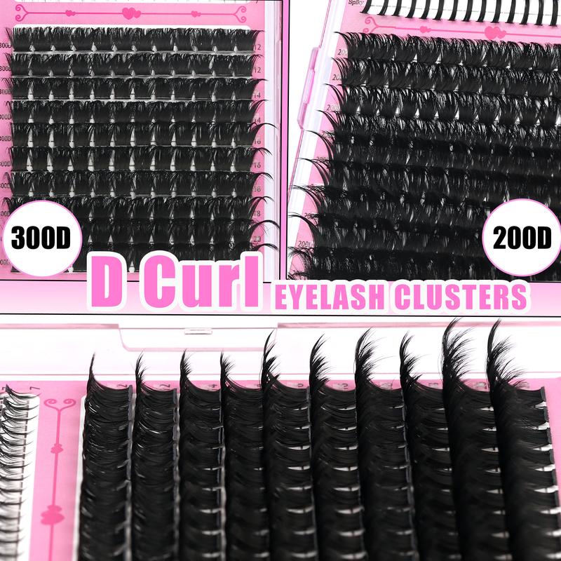 4-6 Styles Bottom/Spiky 40D-300D Volume Lash Clusters, Diy Individual Lashes, Fluffy 5-20mm D-Curl Eyelash Extensions for DIY at Home, Soft Comfortable and Easy to Apply for Natural Daily Makeup Look