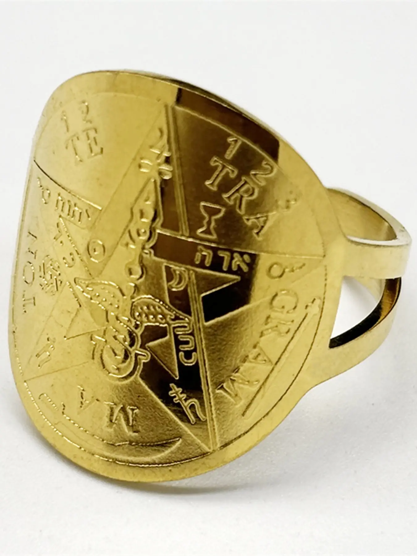 Witchcraft Pentagram Tetragrammaton Rings for Women Men Stainless Steel Gold Silver Color Jewish Star Ring