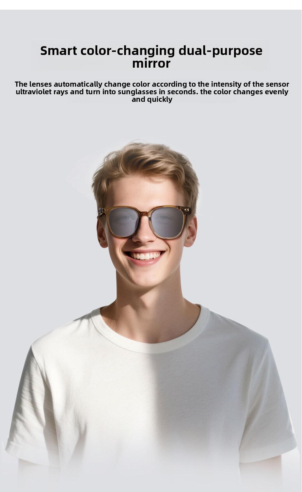Smart glasses with photochromic lenses and Bluetooth support for listening to music and making calls