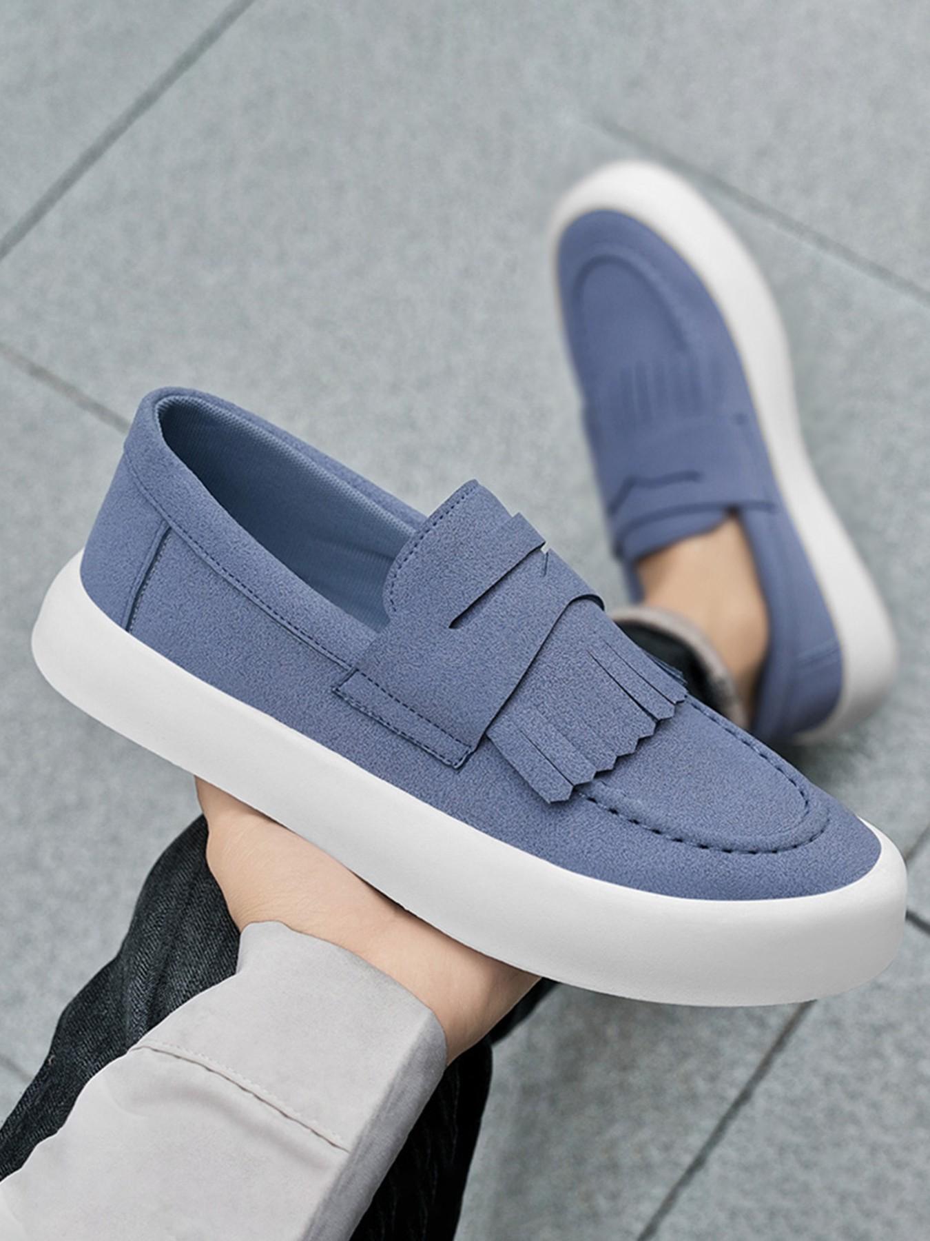 Men's Large Size Fringe Loafers, Breathable Canvas Slip-Ons, Thick Sole Casual Sneakers, Lightweight Comfort for All Seasons