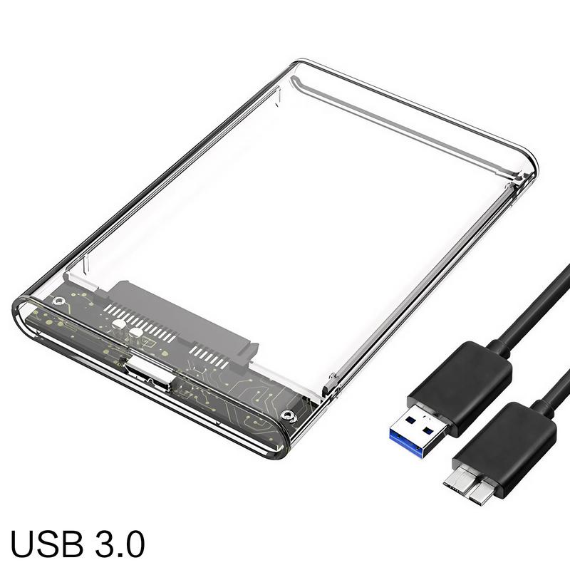 2.5 Inch External Hard Drive Enclosure, 1 Count SATA to USB 3.0 Transparent SSD & HDD Box, High Speed Hard Drive Box, Mobile Storage HDD Box