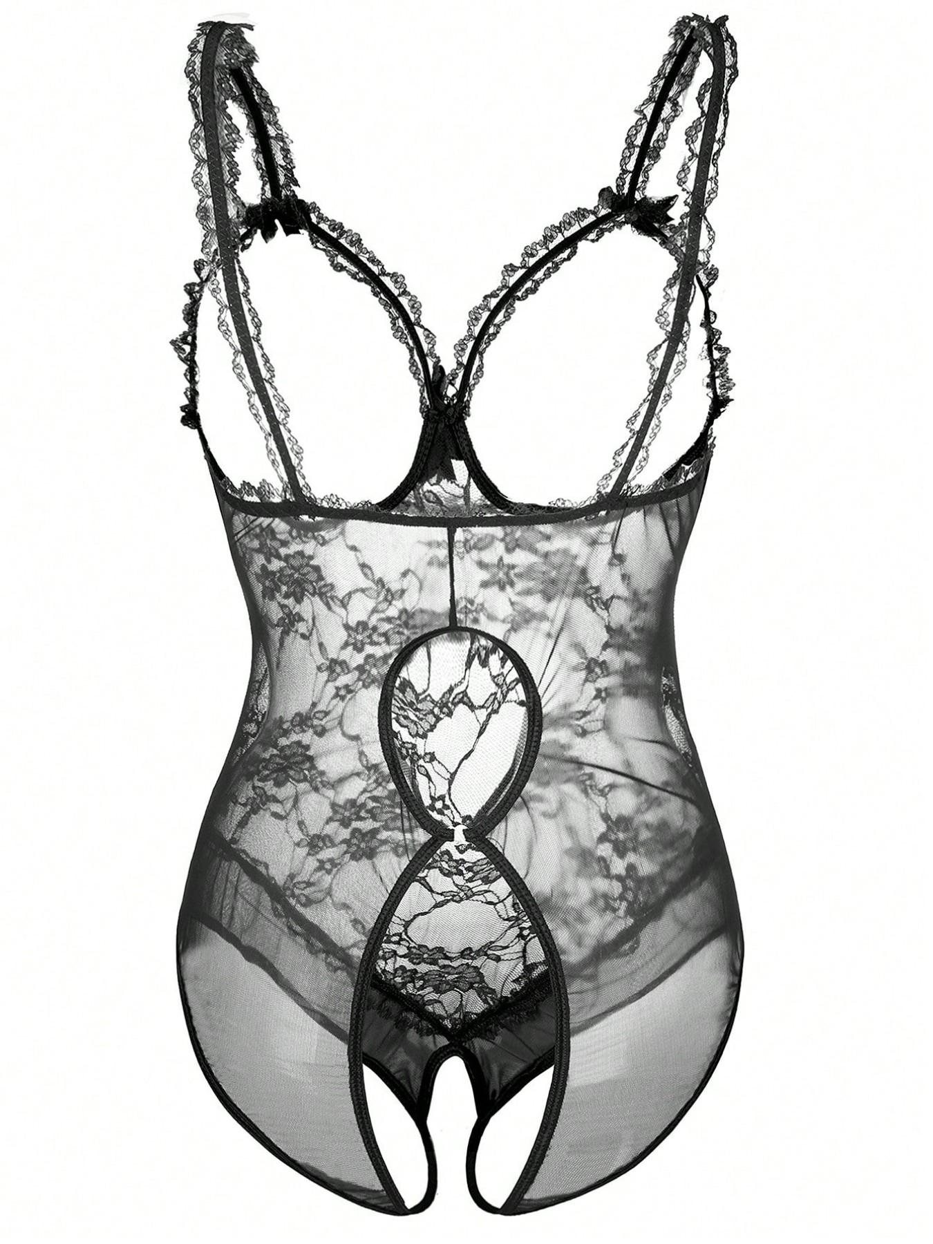 Women's Plus Size Sexy Lace Teddy One-Piece Sleepwear, Underwear, Shortie Bodysuit Clothes, Adjustable Strap, Mini Sensual Tight-Fit Lingerie, All Seasons