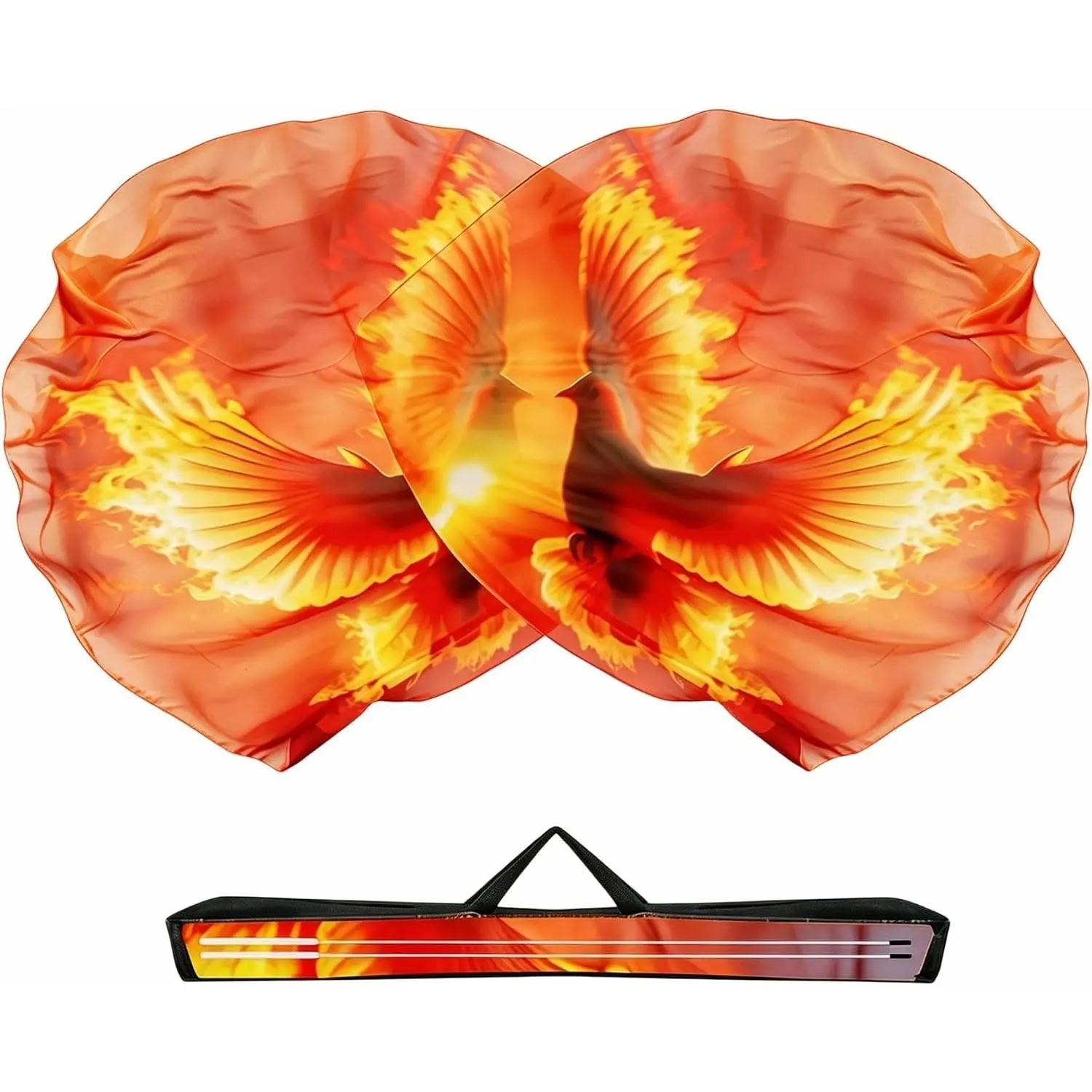 54"x54" Worship Flags for Dance Church, Praise Dance Flag, Dove and Fire Flags with Flexible Rods & Storage Bag, Set of 2, Dove with Flame