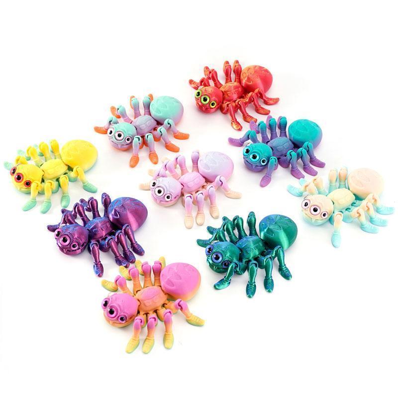 3D Printed Spider Animals Toy Realistic Colorful Spider Figurine Articulated Fidget Toy for Spider Lovers Halloween Home Decor