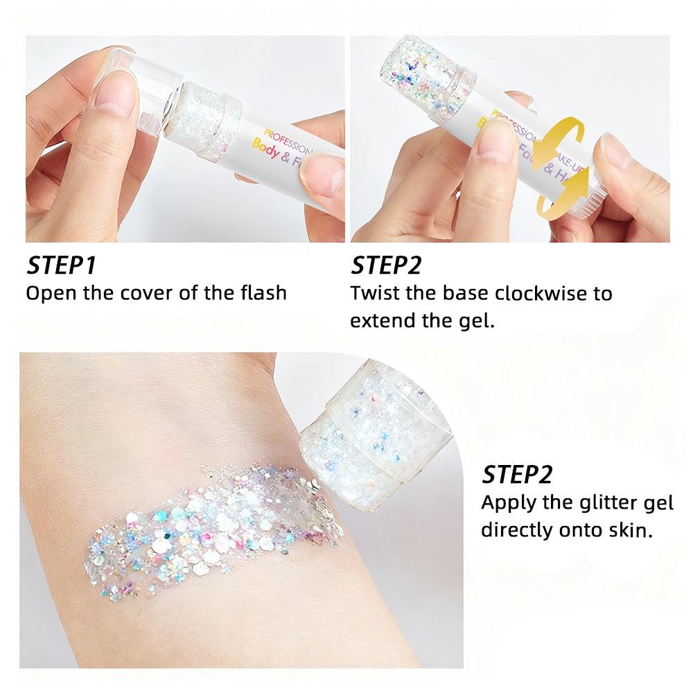 Single Pack Diaoni Music Festival Body Glitter Stick, Long-Lasting Shimmer, Sparkle Body Glitter, Hair Decoration, Ideal for Cosplay, Parties, Halloween
