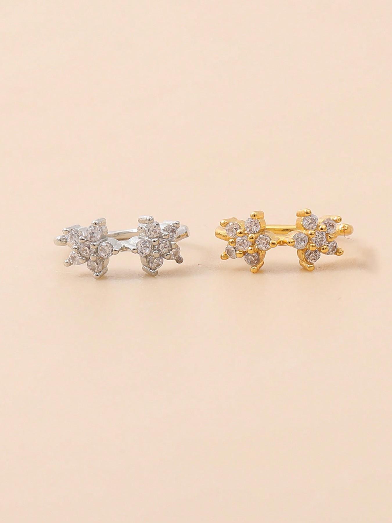 4pcs Minimalist Fashion Nose Rings & Studs for Women, Copper Alloy Plum Blossom Design, Casual Style, All Seasons, Party Gift