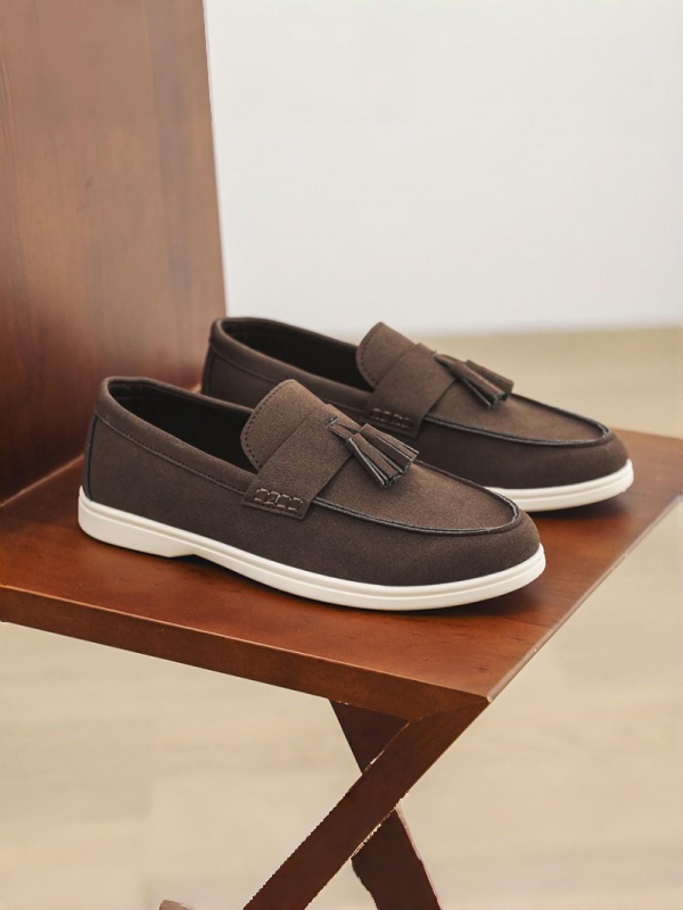 Men's Canvas Loafer Shoes with Fringe, Casual Slip-On Design, Soft Sole, Perfect for Daily Commute & Lazy Wear