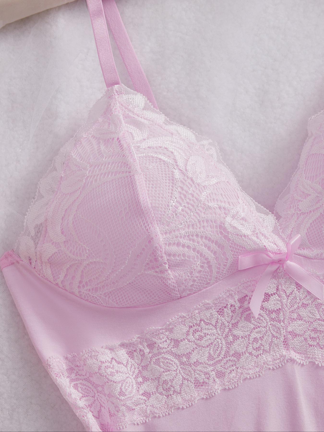 Women's Lace Trim Cami Top & Shorts Pyjama, Casual Solid Spaghetti Strap Camisole & Shorts Pj Set, Women's Sleepwear for All Seasons, Womenswear, Lady Soft Comfy Lingerie Sets, Lingerie Lace Nightwear