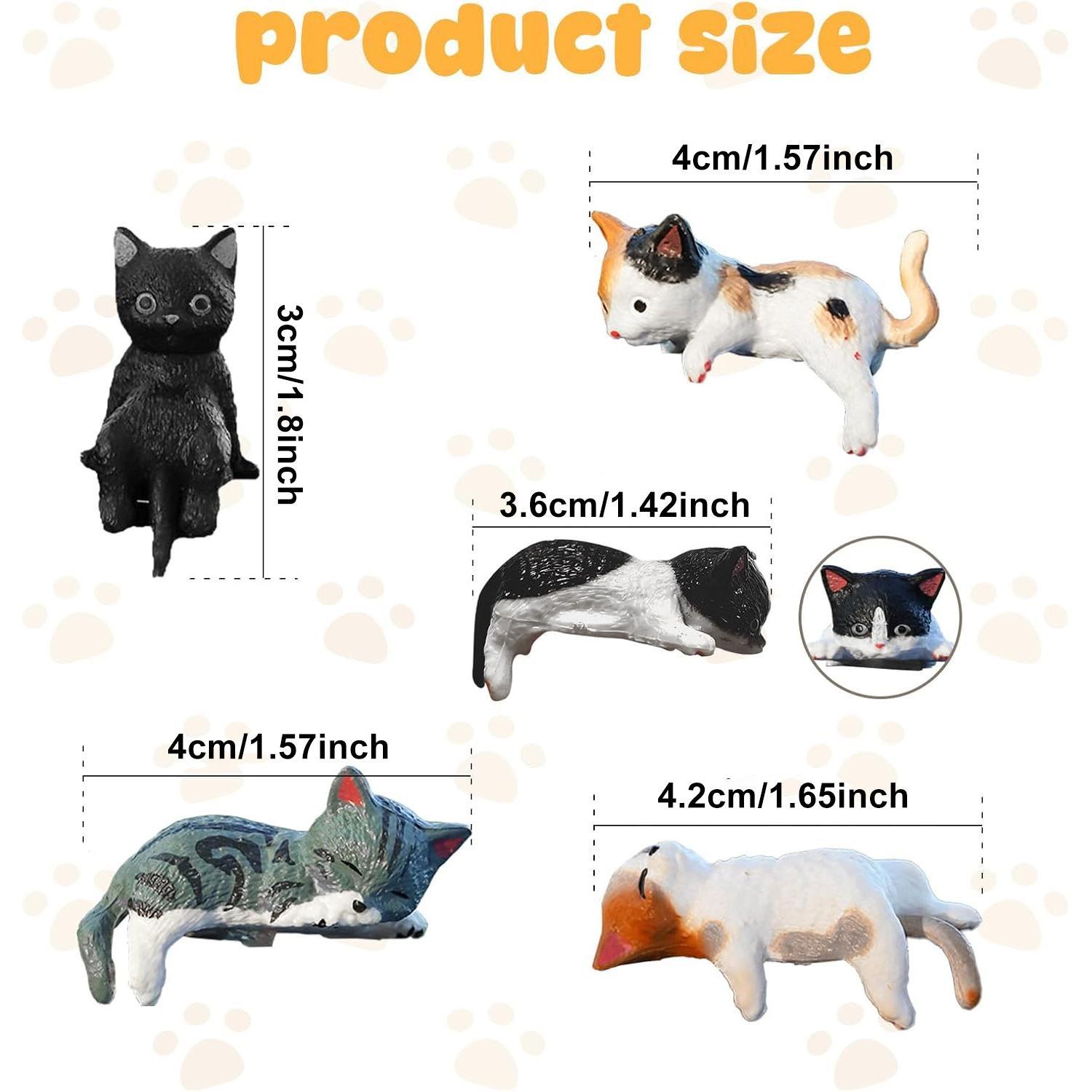 Mini Cat Figurines, PVC Computer Monitor Decor, Cute Kitty Screen and TV Accessories, Ideal for Home Office & Car Decoration