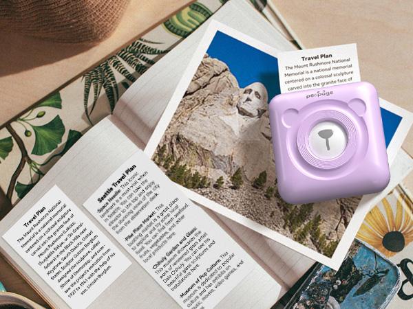 PeriPage Mini Portable Bluetooth Thermal Printer A6 Mini Study Printer & Full Sticky Thermal Paper, Waterproof, Oil proof, BPA Toxic Free Printing,Children's puzzle props Printer