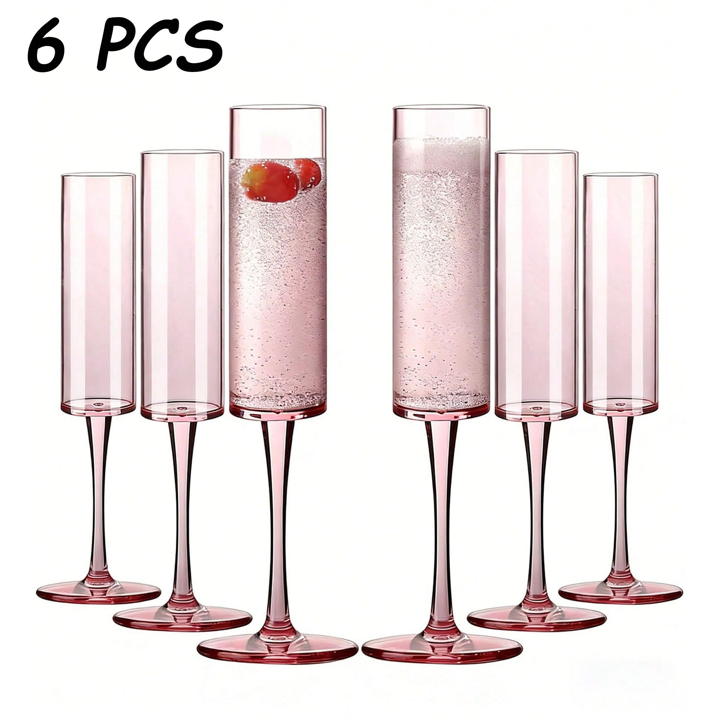 3/6 Pack Shatterproof Acrylic Champagne Glasses, 5.5oz Reusable Highball Cups, Transparent Martini Glasses, Perfect for Cocktails and Desserts