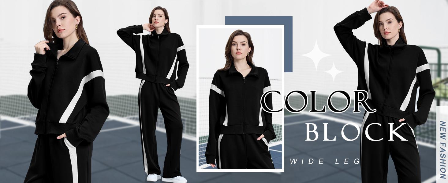 WIHOLL Lounge Sets for Women 2025 Sweatsuit 2 Piece Outfits Sweatshirt Wide Leg Sweatpant Tracksuit Matching Set SpringStatements