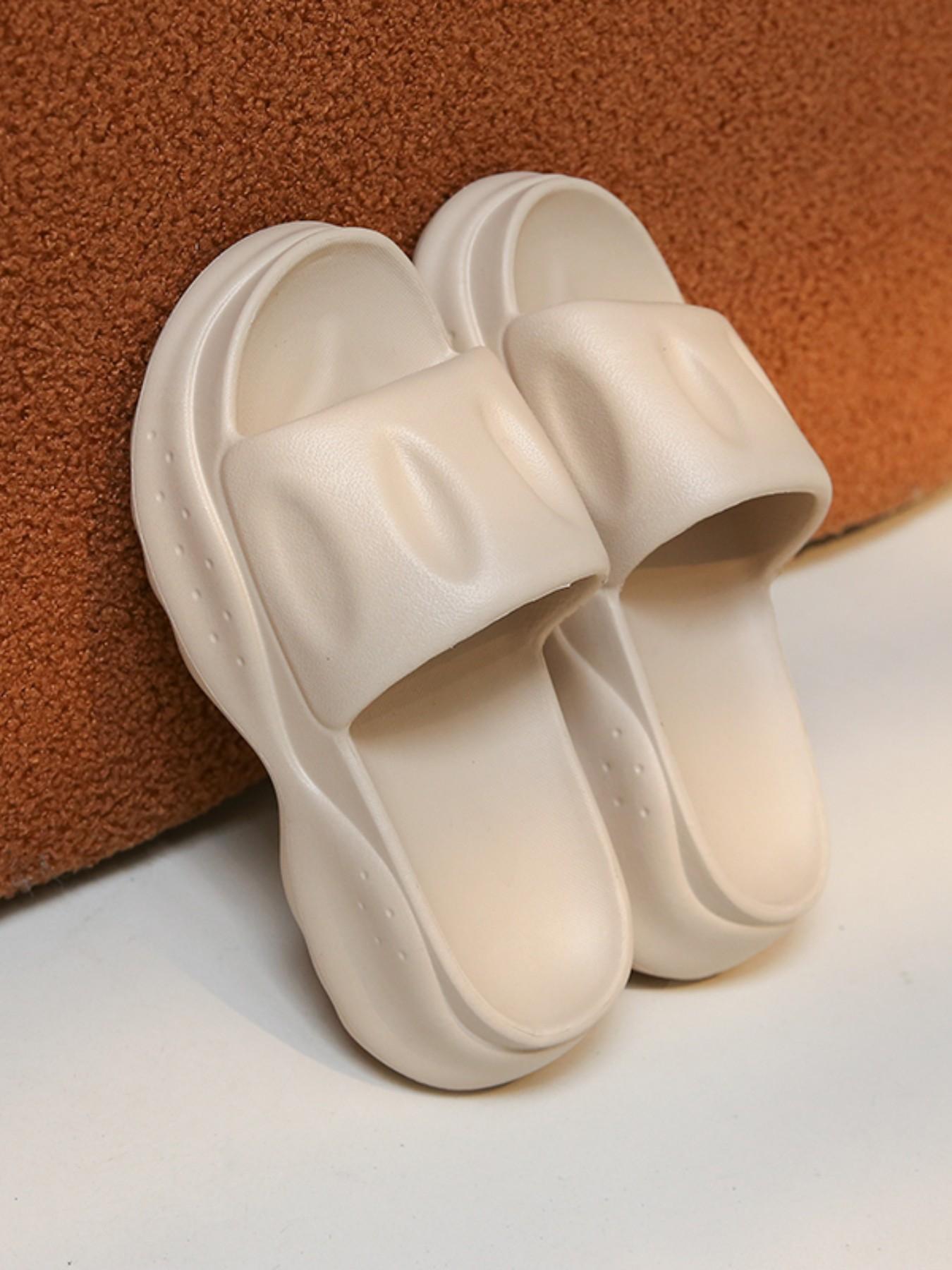 Urban Casual Women's Sandals, Simple Solid Color Soft Sole, Comfortable for Home and Outing, PU Leather Eva Sole, Patchwork Design