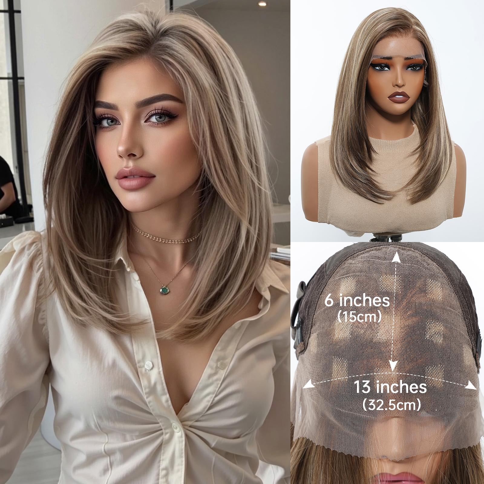 Lace Front Synthetic Fiber Wigs Lace Frontal Wig Uk Style Piano City Series Fashionable Hair Clips Modern Look Synthetic Fiber Hairpiece for Women