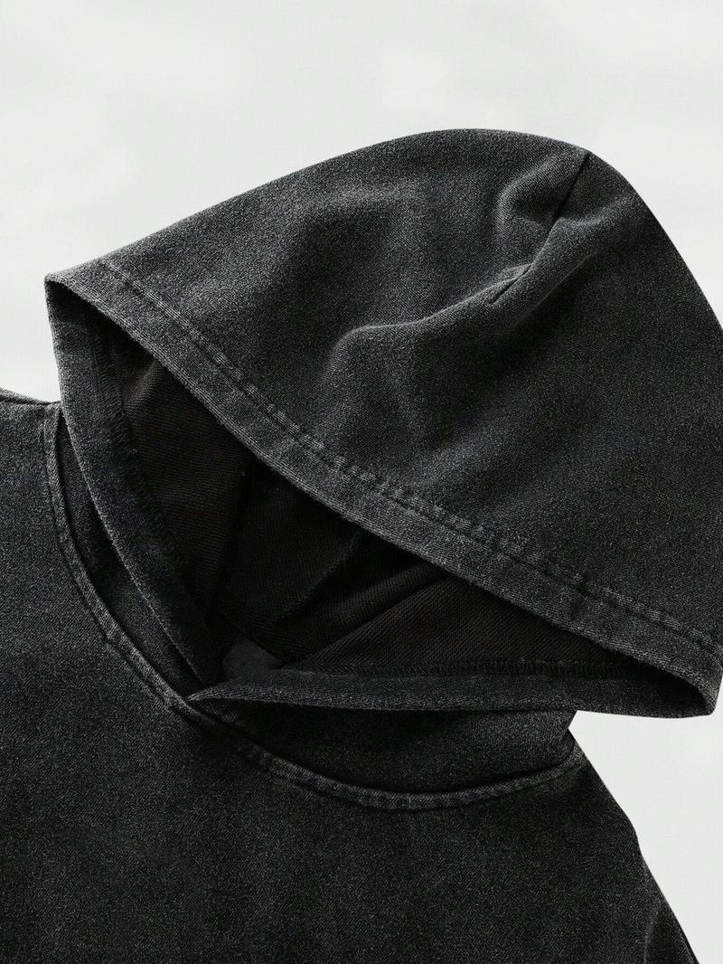 Men's Retro Graphic Hooded Sweatshirt Set, Long Sleeve Fitted Hoodie, Comfortable Casual Wear, Spring & Fall Fashion