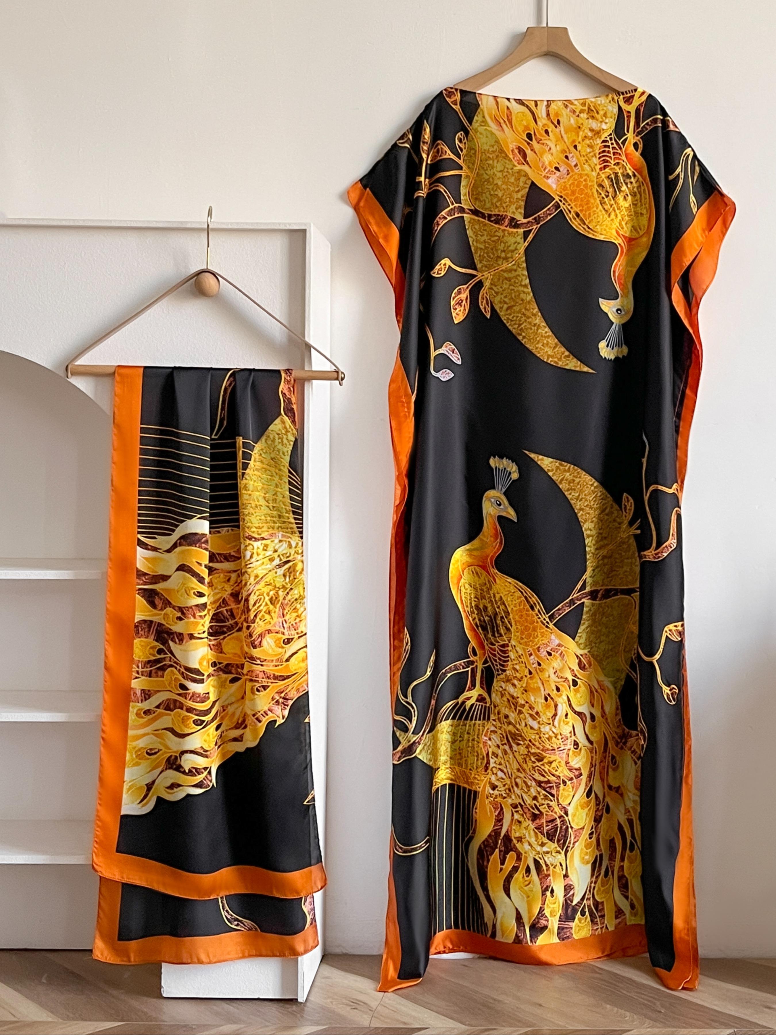 Women's Floral Print Long Scarf & Khimar, Boho Style Scarf & Shawl for Daily Wear, Fashion Accessories for Women & Girls