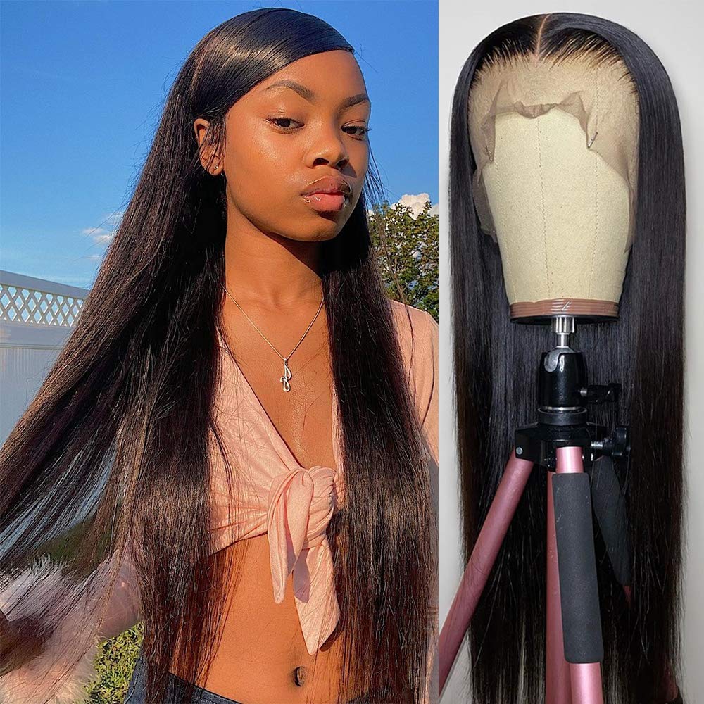 Bling Hair 28 Inch Straight 13x4 Lace Front Wigs Human Hair Transparent Pre Plucked with Hairline Hair 13x6 Lace Frontal Wigs Human Hair 180 Density For Black Women