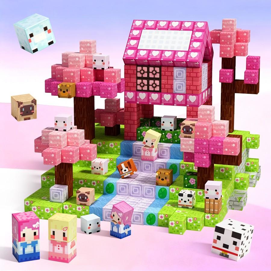 100 Pieces Magnetic Building Blocks Set, Princess Castle Stem Educational Toy, Creative Gift for Kids Aged 3+, Adult Fun Puzzle