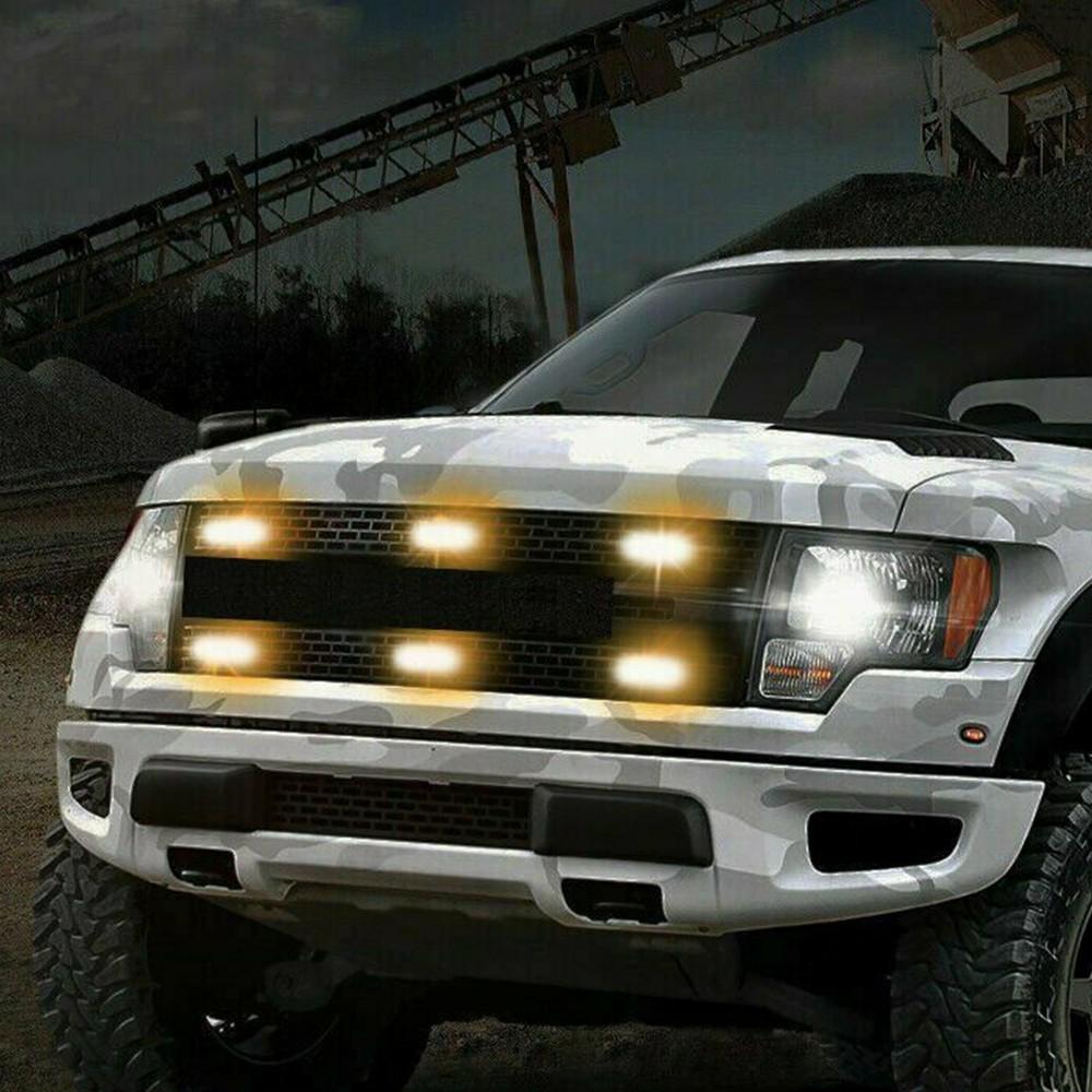 4-Pack 12 LED Amber/White Strobe Lights Vehicles Trucks Emergency Strobe Lights Kit 12V -24V Warning Hazard Flash Strobe Lights Bar Grill Grille Surface Mount Super Bright Waterproof, Amber/White