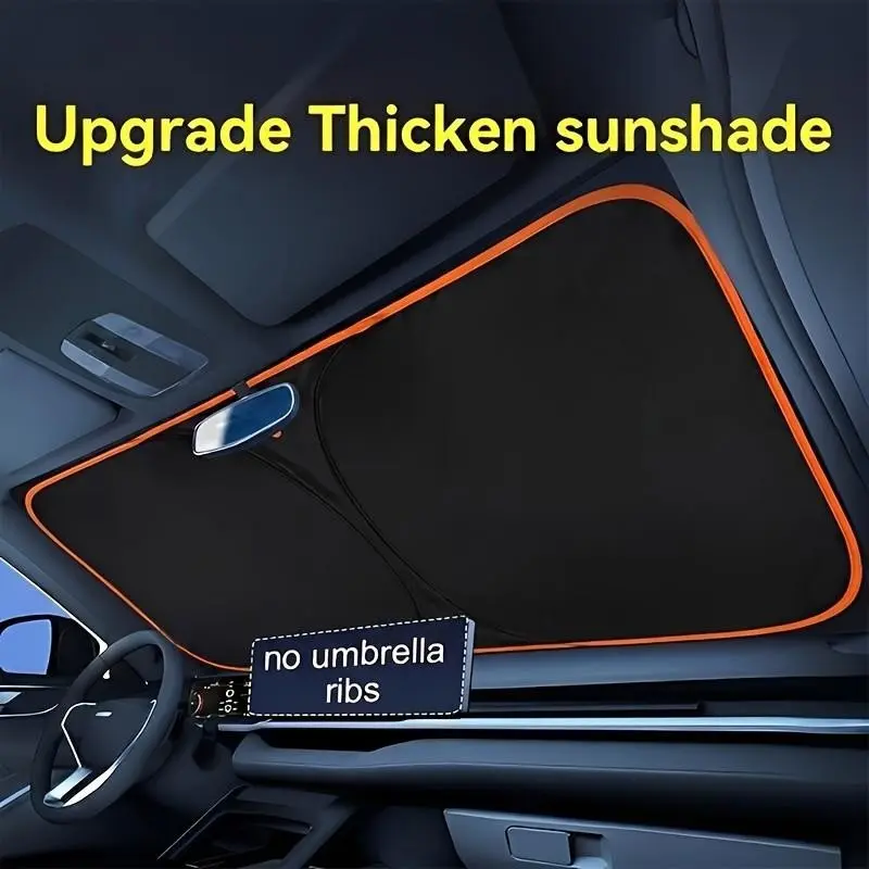 2026 New Portable Heat-Insulating Vehicle Sunshade, Upgraded Thickened Front Window Sun Shade for Cars and SUVs, Car Shade Front Windshield, Sunlight Blocking, Easy to Install, Practical for Summer Car Interior Use, Suitable for Travel and Camping