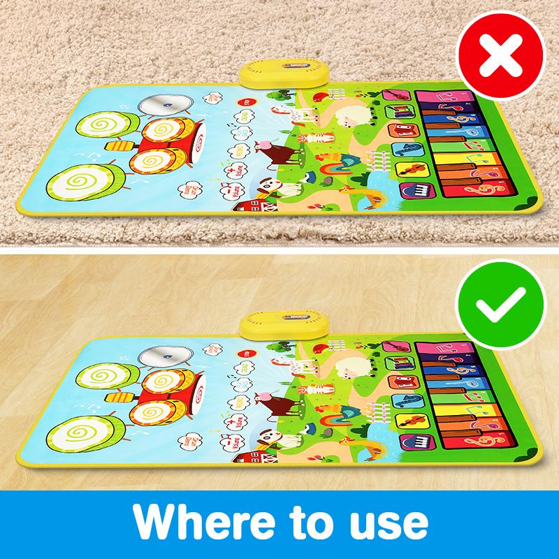 Vanmor Musical Mat for Toddlers, Musical Toys Child Floor Piano Keyboard and Drum Mat Carpet with 2 Sticks, Animal Blanket Touch Play Mat Pads, Birthday Gifts for Girls Boys Vanmor Musical Mat for Toddlers, Musical Toys Child Floor Piano Keyboard and Drum Mat Carpet with 2 Sticks, Animal Blanket Touch Play Mat Pads, Birthday Gifts for Girls Boys