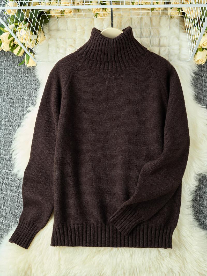Women's Fitted Long Sleeve High Neck Sweater Knitwear, Casual Style Earth Tone Pullover, Perfect for Fall & Winter, Single Wear or Layering Women's Fitted Long Sleeve High Neck Sweater Knitwear, Casual Style Earth Tone Pullover, Perfect for Fall & Winter, Single Wear or Layering