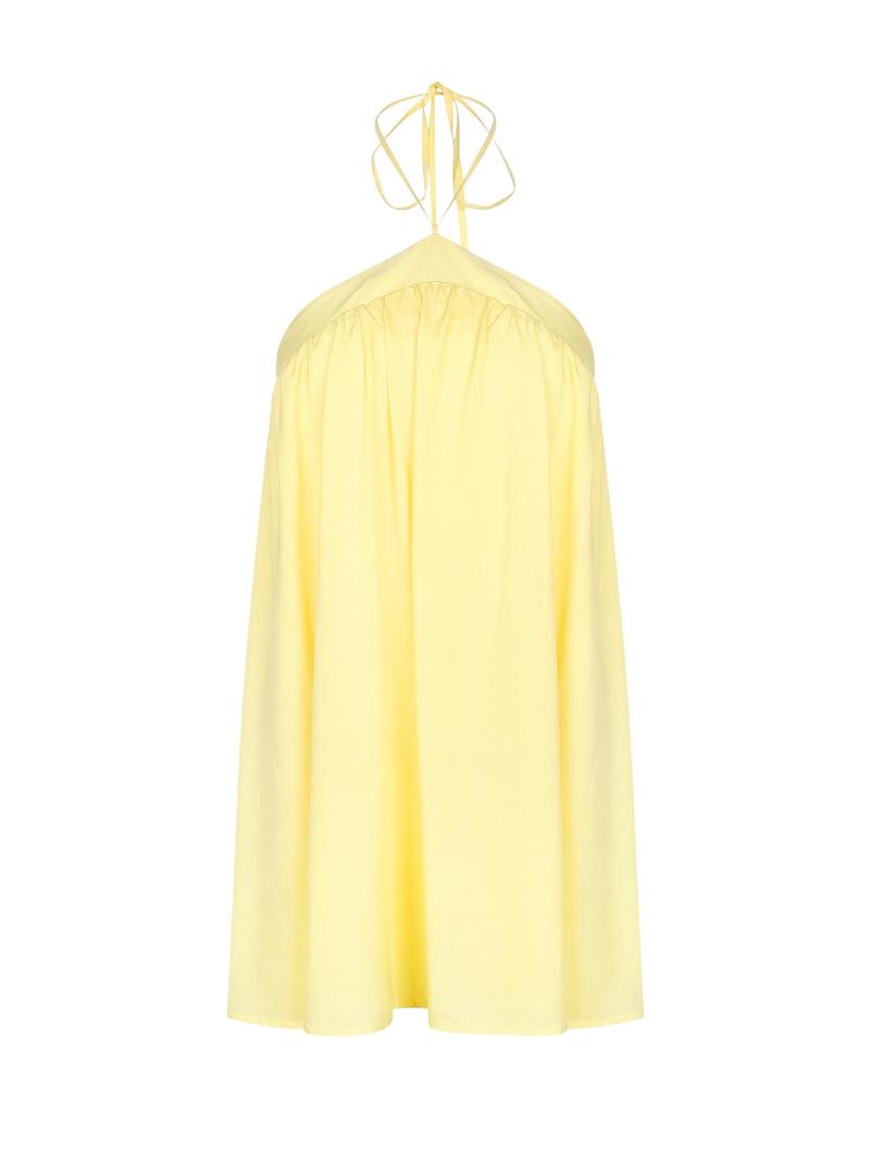 Women's Solid Color Halter Neck Tie Shoulder Cami Dress, Halter Strap Dress, Casual Sleeveless A Line Dress for Summer, Ladies Clothes for Beach Holiday