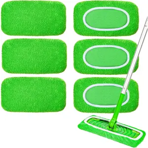 6-Pack Reusable Mop Pads Compatible with Sweeper Mop - Coral Fleece Washable Refills - Microfiber Dry & Wet Sweeping Cloths for Multi-Surface/Hardwood Floor Cleaning